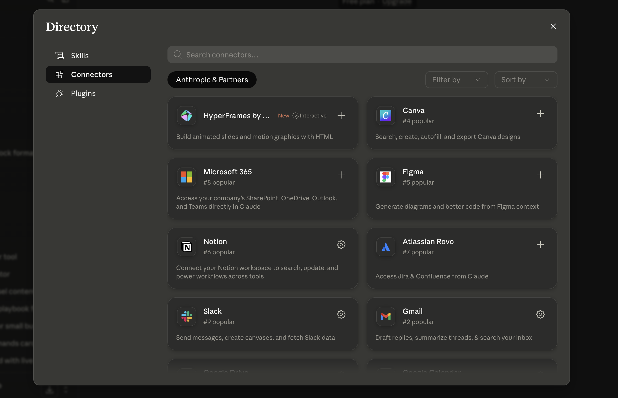 Claude Connectors Directory showing business app integrations marketplace